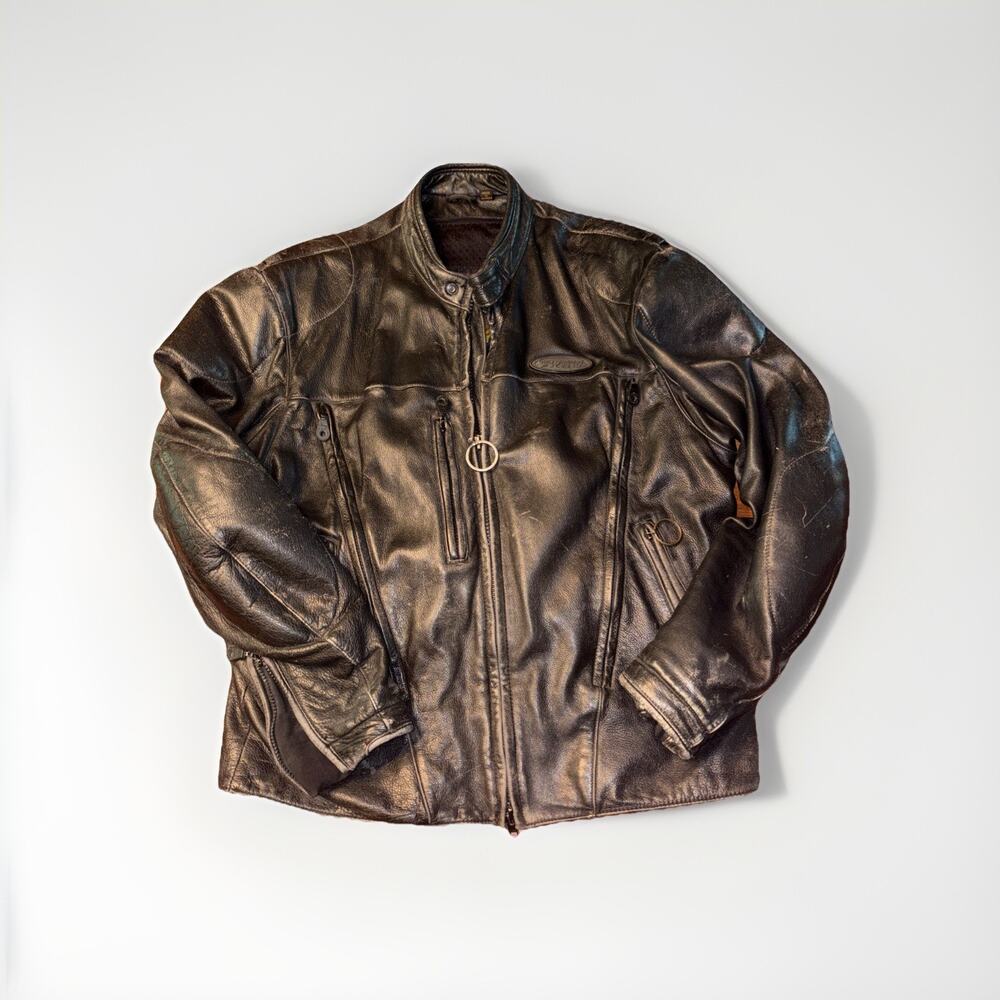 Harley Davidson FXRG Leather Motorcycle Jacket Men’s Size M Distressed